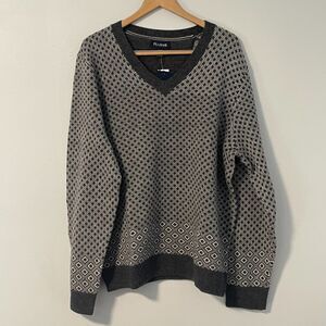 JOS A BANK Men's XLT Argyle V-Neck Sweater Tailored Fit Wool Blend Dark Grey NWT